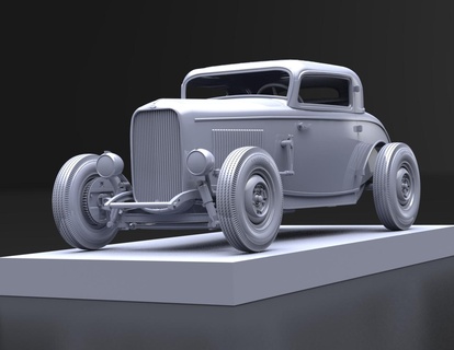 ford 32 3 windows scale 1 24 custom car kit model old mobile hot rod classic constructor 3d print model - Mito3D