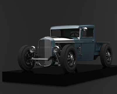 ford 32 pickup scale 1 24 car kit model old mobile hot rod classic wheels coupe 3d print model - Mito3D