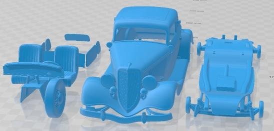 vado cupé 1934 imprimible coche vehiculo espacio scalextric Tamiya rc miniz pasatiempo micro fundido presión 3d print model - Mito3D