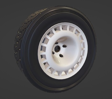 ford escort rally wheel car rim 1 8 tire rin brake disk carlos sainz bolts tires carts 3d print model - Mito3D