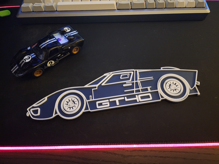 ford gt40 mkii silhouette cars gt racing two-color ams mmu art gift quick 3d print model - Mito3D
