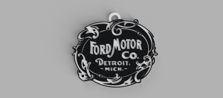 ford motor co antique logo key ring - pendant earring 3d print model - Mito3D