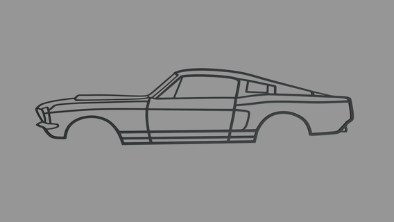 Ford mustang 1967 siluet duvar Sanat kullanım kas araba Spor Dalları klasik oyuncak dekorasyon 3d print model - Mito3D