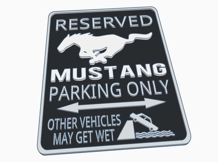 Ford Mustang gtr gt3 gt4 dunkel Pferd Parken Zeichen gt mach 1 Muskel Wagen v8 Block 3d print model - Mito3D