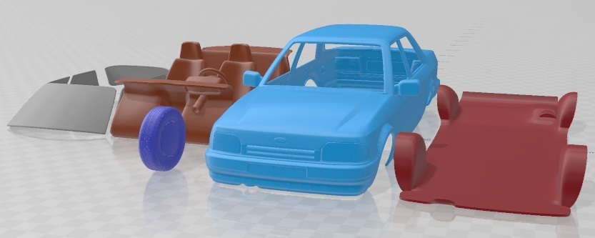 ford orion 1986 yazdırılabilir araba yuva ölçülü tamiya rc miniz hobi mikro döküm 3D print model - Mito3D