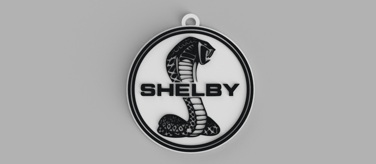 gué Shelby cobra logo serpent emblème clé bague pendentif boucle d'oreille 3d print model - Mito3D