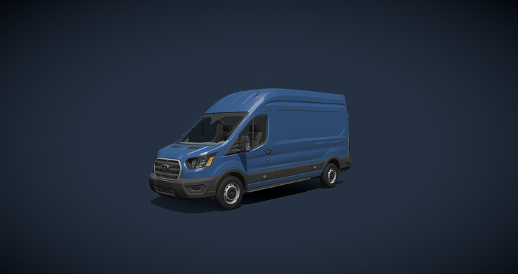 ford taşıma kargo metalik mavi transit cargo kamyonet araba ulaşım lojistik otomotiv 3dvehicle ticari minibüs blender modeli araç ürün tasarımı 3d print model - Mito3D