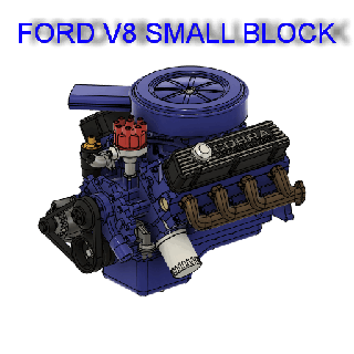 gué v8 petit bloquer 1 24 échelle mustang Maverick revell monogramme amt modèle voiture moteur puma Mercure 3d print model - Mito3D