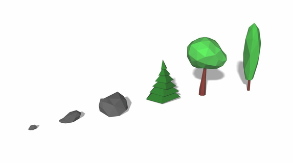 forest assets low poly 3d print model - Mito3D