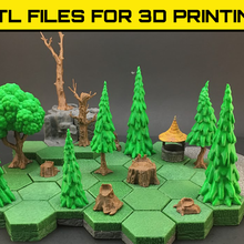 forest set - hex tiles highly detailed 3d game board 3d print model - Mito3D