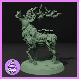 forest spirit stag elk deer familiar creature monster beast fauna fey fairy butterfly magical magic ttrpg dnd dungeonsanddragons miniature pathfinder 3d print model - Mito3D