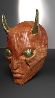 forest woman mask art mask forest wood demon horns  3d print model - Mito3D
