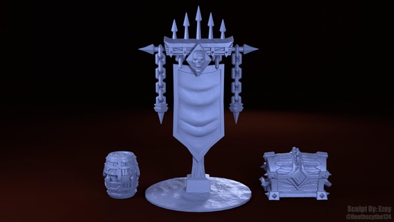 forsaken kingdom - accessories pack 01 28mm fantasy tabletop wargaming rpg undead wow warcraft warcry aos terrain miniature 3d print model - Mito3D