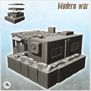 fortified command post hesco gabion air conditioning 3 - cold era modern warfare conflict world war afghanistan iraq yugoslavia Game wargaming architecture tabletop miniatures scenery wargame game terrain house accessories europe flames ukraine contempory dead yankee crisis zombie 3d print model - Mito3D