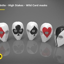fortnite - wild card masks game stakes prop mask high hearts games fortine diamonds diamond costume cosplay character bundle 3dprint 3d print model - Mito3D