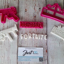 fortnite logo makineli tüfek ev kurabiye çerez kesici oyun pla 3d print model - Mito3D