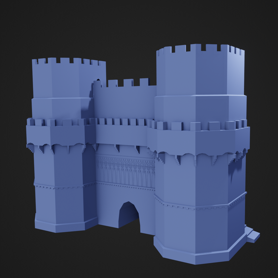 fortress gate architectural castle bricks building wall 3D print model - Mito3D