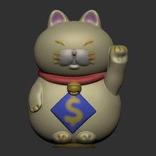 fortune cat coinbank figurine home luck hige 3d print model - Mito3D