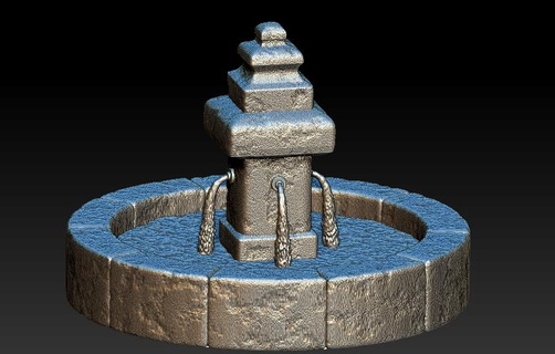 Fontana pacco giochi guerra terreno scenario oldhammer villaggio 3d print model - Mito3D