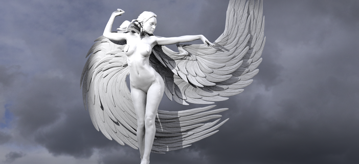 four elements wind sculpture 1 wings wing feather flying angel bird nature art sculptures statue cupid cherub fly character pendant cosplay various models fantasy 3d print model - Mito3D