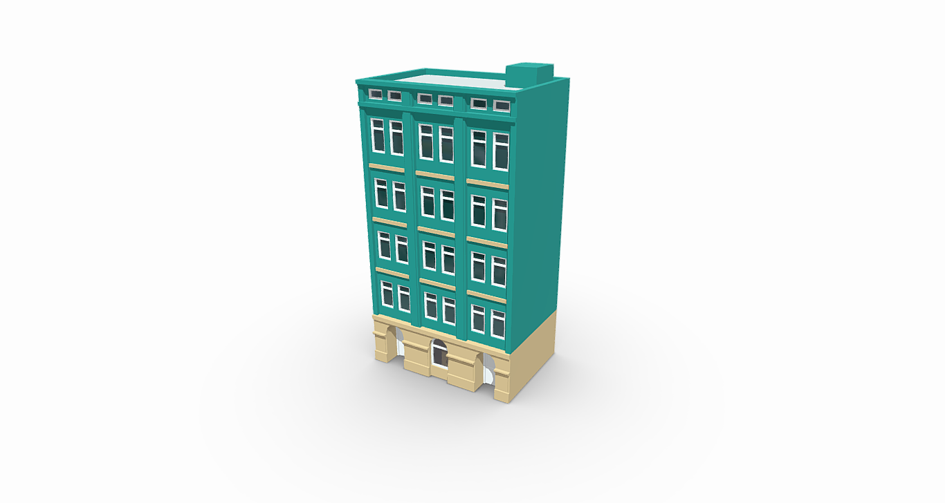 four floor apartment building house city city-assets game game-assets toy-art places city-props cityscene architecture poly home toy houses four-floor 3D print model - Mito3D