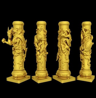 génial bête piliers panlong colonne 3d impression modèle qinglong baihu suzaku basalte sculpture statue méditation imprimable déité Dieu religion abstrait modélisation miniatures figurines 3d print model - Mito3D