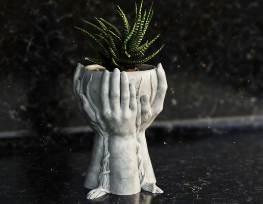 mains vase planteur fleur pot corps classique anatomie fleurs art 3d print model - Mito3D