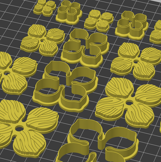 feuille fleur coupeur ensemble correspondant timbres polymère argile outils coupeurs 3d print model - Mito3D