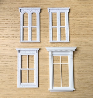 four victorian windows window model mini architecture components elements scenery terrain house matching package 3d print model - Mito3D