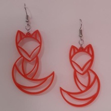 fox jewelry animal cat linal geometric hoops aritos pendant bijou 3d print model - Mito3D