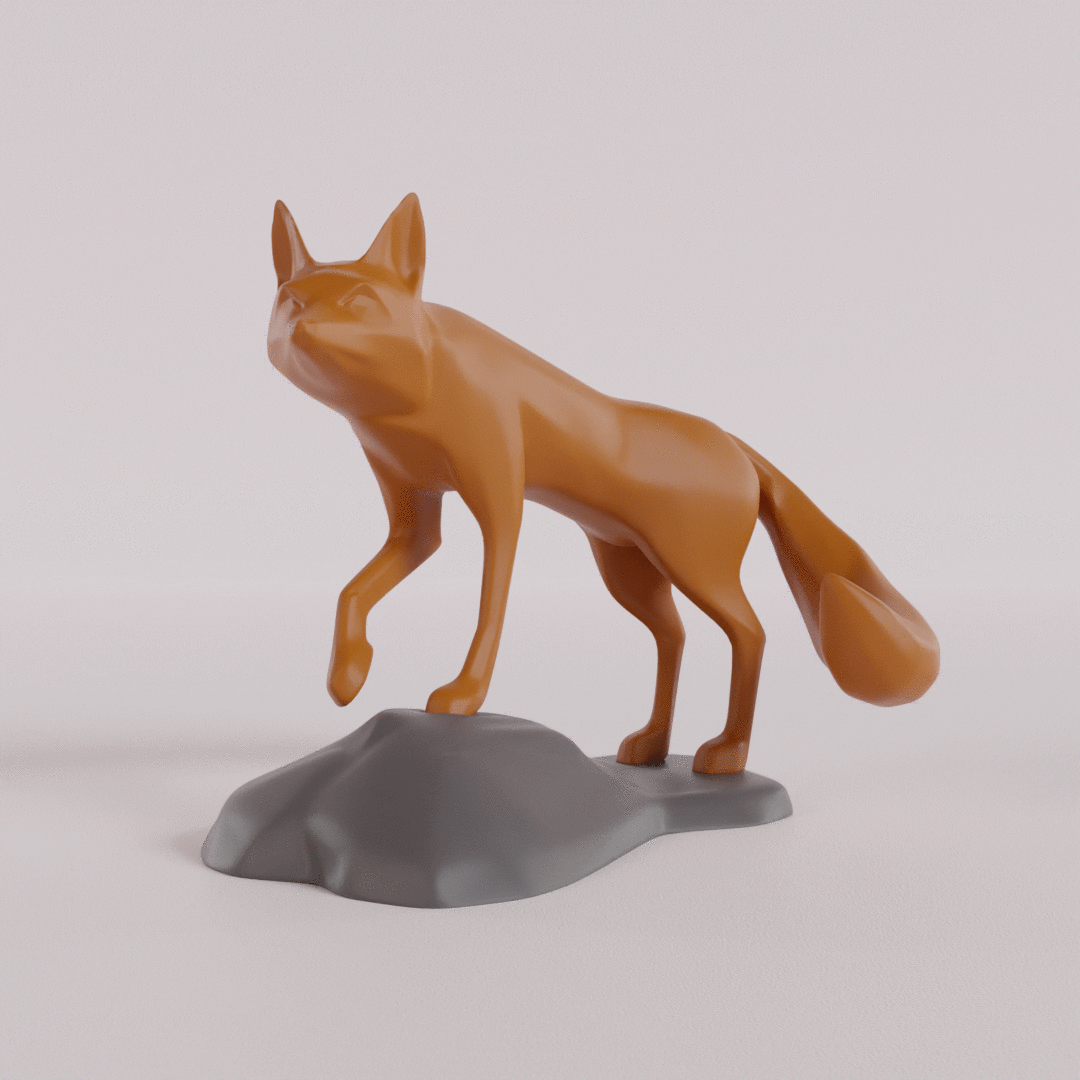 fox sculptures statue art figure 3D print model - Mito3D