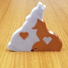 fox + wolf love gift art anniversary gifts romance sweetheart valentine valentines day 2d 3d print model - Mito3D