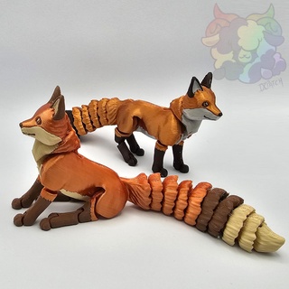 Fuchs flexi artikuliert Tier drucken Ort unterstützt flexibel ziehen verbunden beweglich Inari Kitsune pelzig niedlich cool Kreatur Spielzeug 3d print model - Mito3D