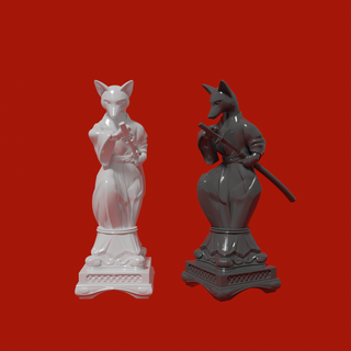 fox chess kngiht Game toys animal borad japan japanese samurai 3d print model - Mito3D