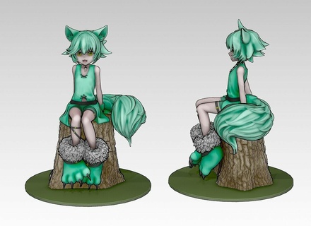 fox girl fan art 3d print model - Mito3D