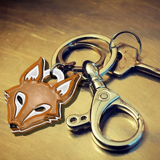 fox keychain key orange black simple elegant 3D print model - Mito3D