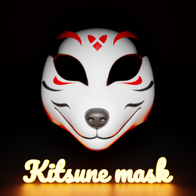volpe kitsune maschera giocattolo 3d print model - Mito3D