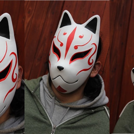Renard masque cosplay Japonais soutenir 3D print model - Mito3D