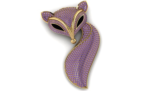 fox pendant gold jewelry silver diamond jewellery jewel 3d printable 3d print model - Mito3D