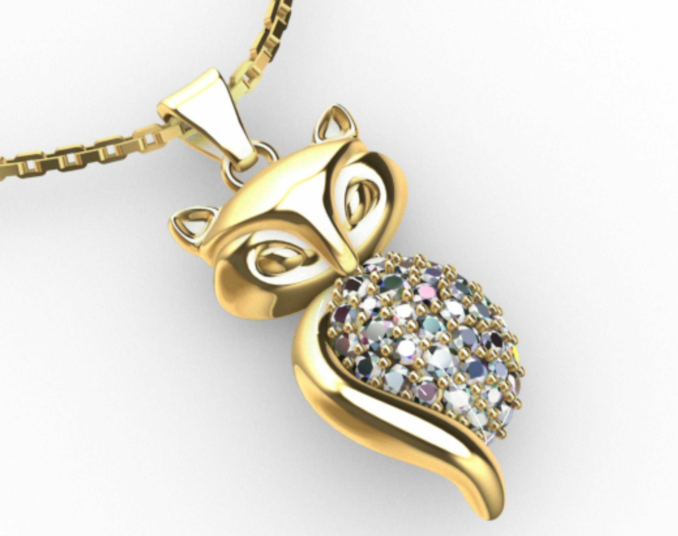 fox pendant rings animal fashion jewellery gold rhinogold 3D print model - Mito3D