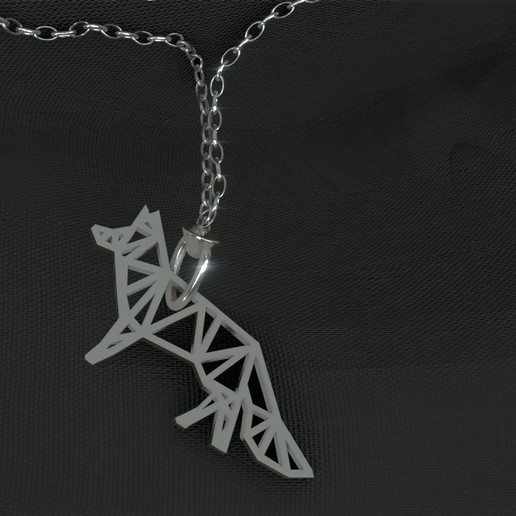 fox ciondolo in low poly gioielli la collana art il design tendenza regalo 3D print model - Mito3D