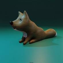 fox pup sitting art decor sculptures toy 3d print model - Mito3D