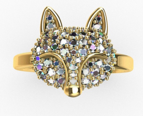 raposa anel argolas animal moda jóias pingente ouro rinogold homem ring girls 3d print model - Mito3D