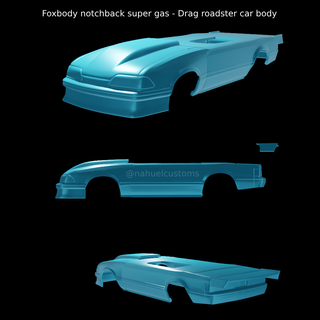 foxbody notchback super gas - drag roadster car body quad fox 88 89 racing notch rc r c model kit diecast custom slot 3d print model - Mito3D