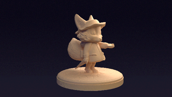 foxy rain figurine animal sculpture cute fox small 3d print model - Mito3D