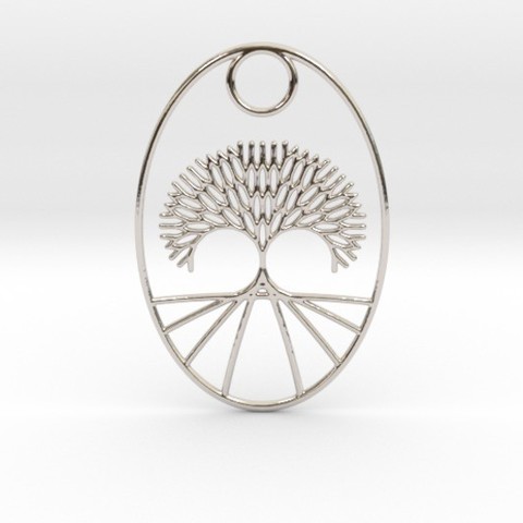frattale albero pendente ovale gioielli 3D print model - Mito3D