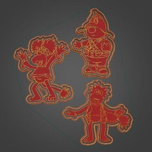 fraggle rock cookie cutters red green doozer jim hensen muppet cutter 3d print model - Mito3D