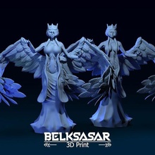 fragmented angel normal topless 3d print model female woman girl beautiful wings powerfull fantasy detailed realistic dnd 28mm 32mm 55mm board boardgames holy archangel sculpture crown miniatures figurines 3d print model - Mito3D