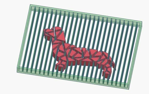 fragmented dachshunds floating dog - art- bridge stress double artistic print art 3d model low poly printer test 3d print model - Mito3D