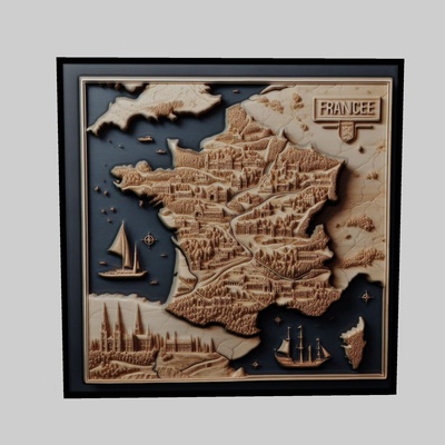 france map topography cnc router laser & 3d printer art world world-map yeggi earth planet africa europe asia antarctica continent 3d print model - Mito3D